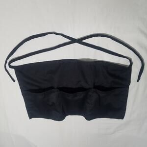 Apron Black Canvas Double Side Ties At Waist Cooking Gardening Painting Crafting